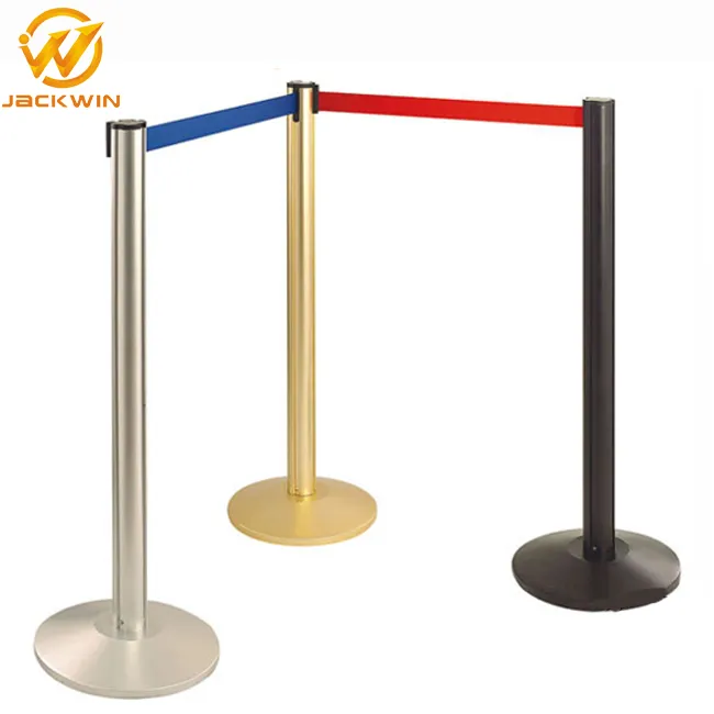 36 Inch Bank Queue Line Crowd Control Barrier Queue Post Silver/Gold/Black Retractable Stanchion