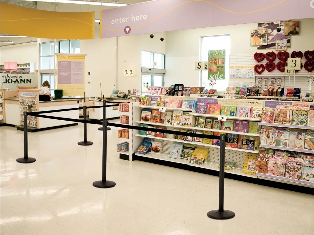 36 Inch Bank Queue Line Crowd Control Barrier Queue Post Silver/Gold/Black Retractable Stanchion