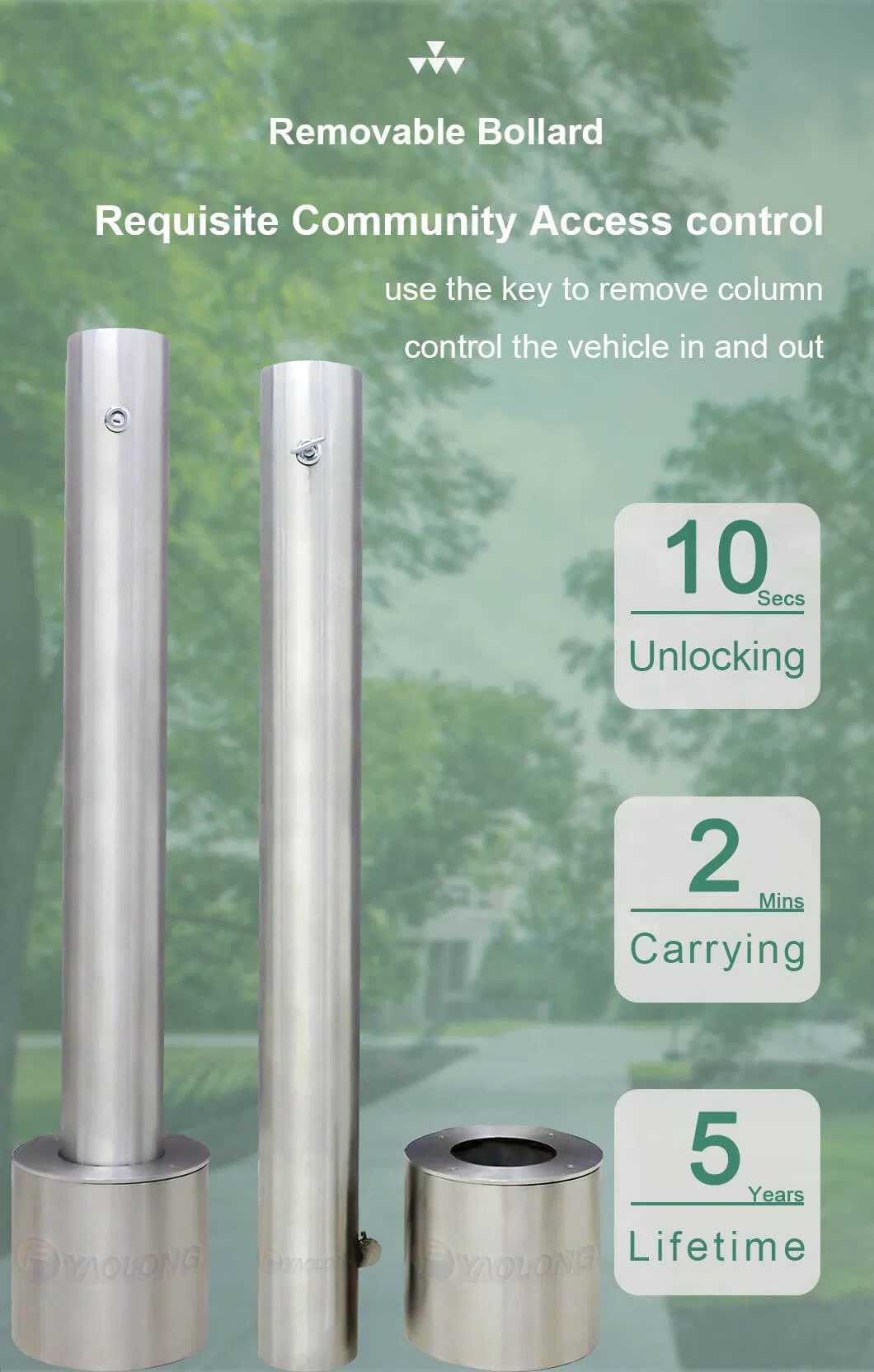 600mm 800mm 1000mm Corrosion Resistant 304L Stainless Steel Parking Blockers