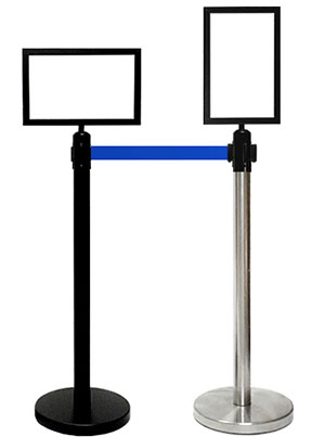 A4 & A3 Black Stanchion Signboard Portrait Frame for Queue up (q-up) Stand