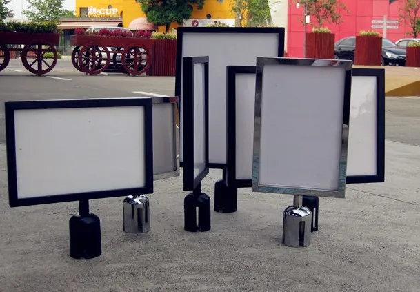 A4 & A3 Black Stanchion Signboard Portrait Frame for Queue up (q-up) Stand