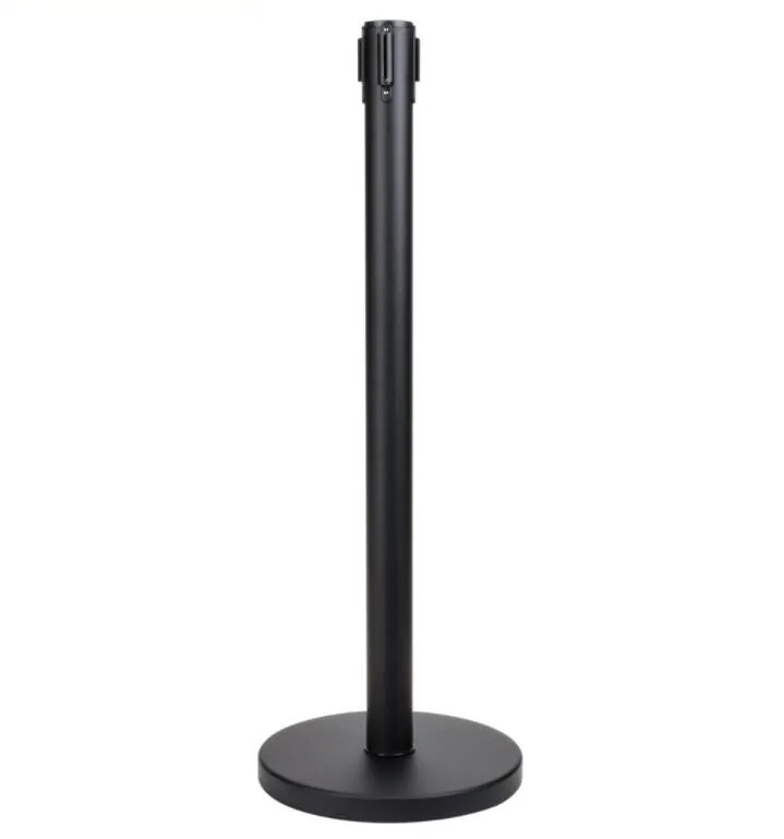 Black Belt Retractable Stanchion Queue Stand Barrier
