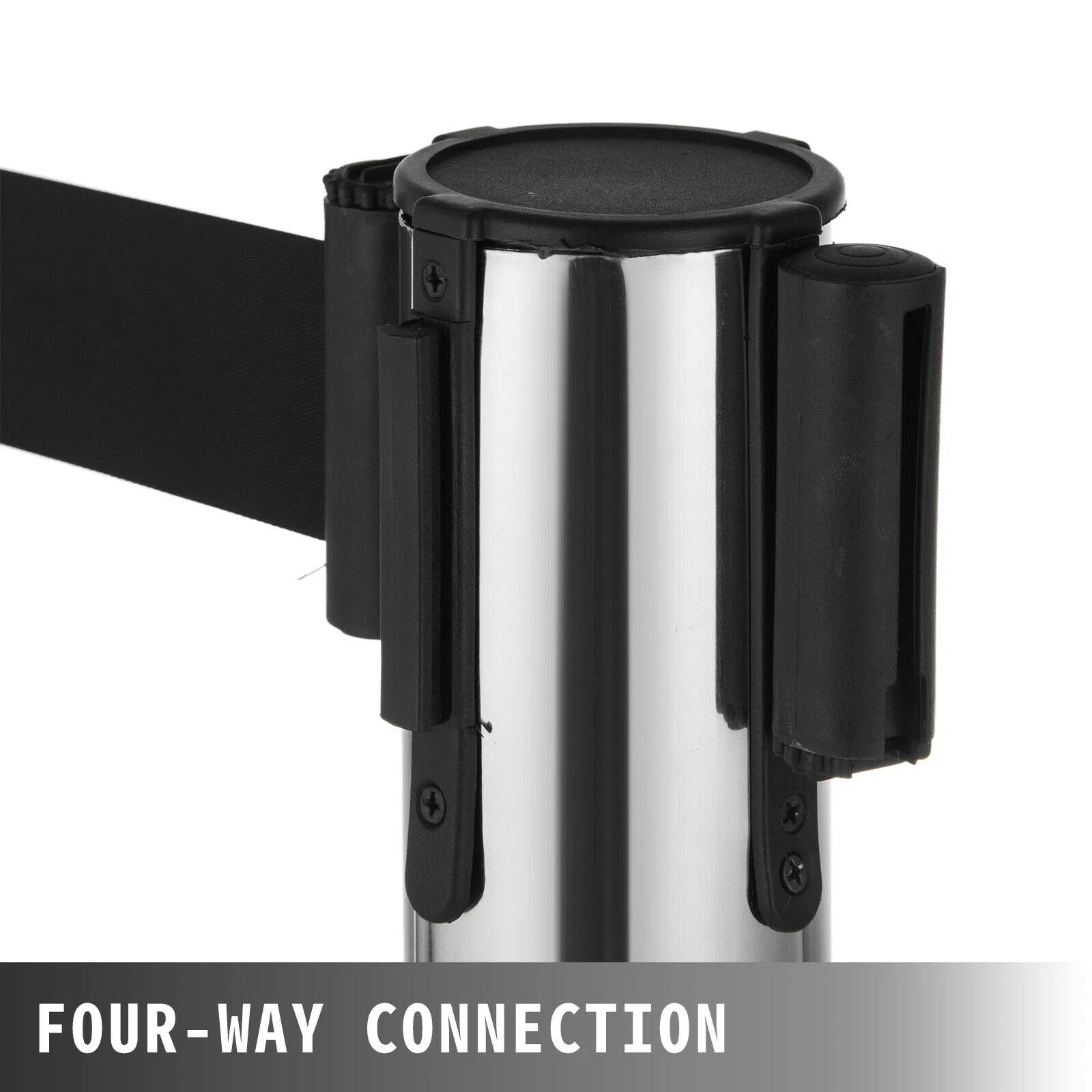 Black Belt Retractable Stanchion Queue Stand Barrier