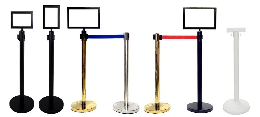 Black Belt Retractable Stanchion Queue Stand Barrier
