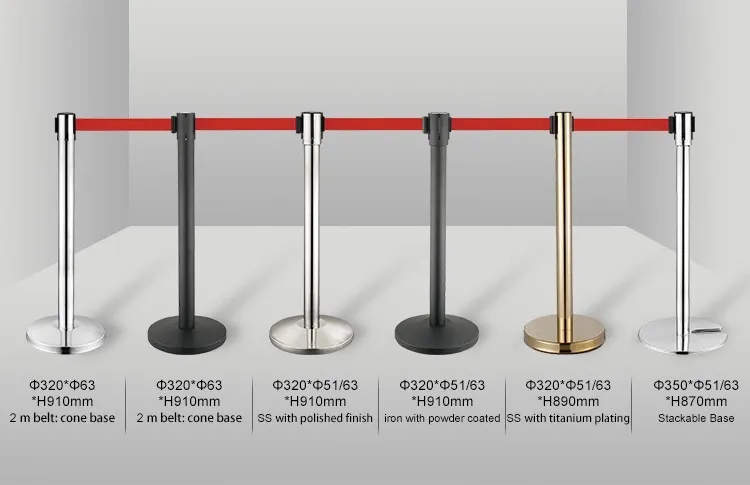 Black Belt Retractable Stanchion Queue Stand Barrier