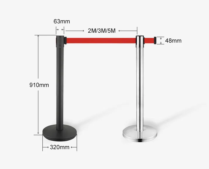 Black Belt Retractable Stanchion Queue Stand Barrier