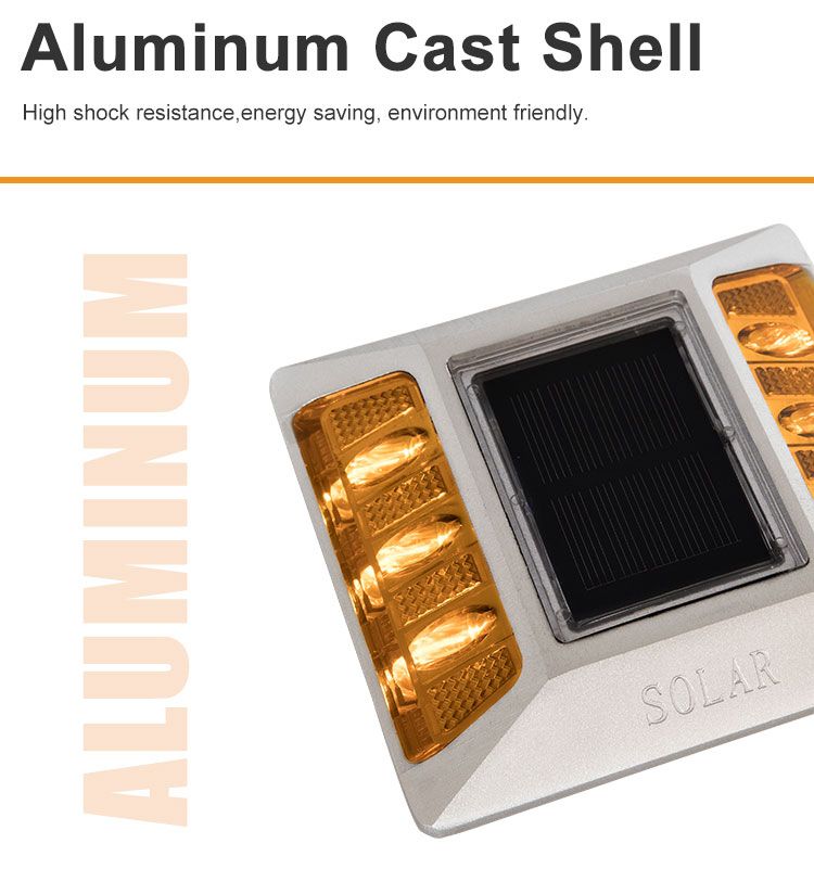 Blinking or Constant Working Aluminium Solar LED Hewavy Duty Cat Eye Reflective Studs Road Marks for Road Safety