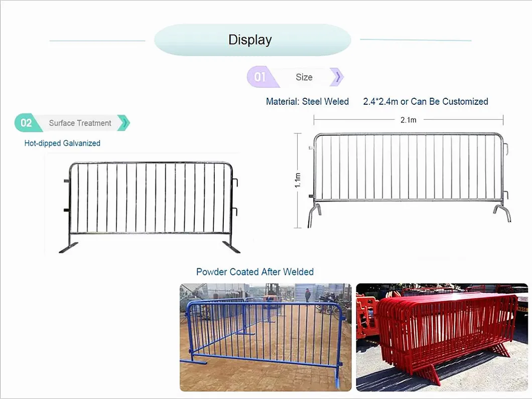 Cheap Crowd Control Barrier Galvanised Steel for Events Concerts Public Gatherings Construction Sites