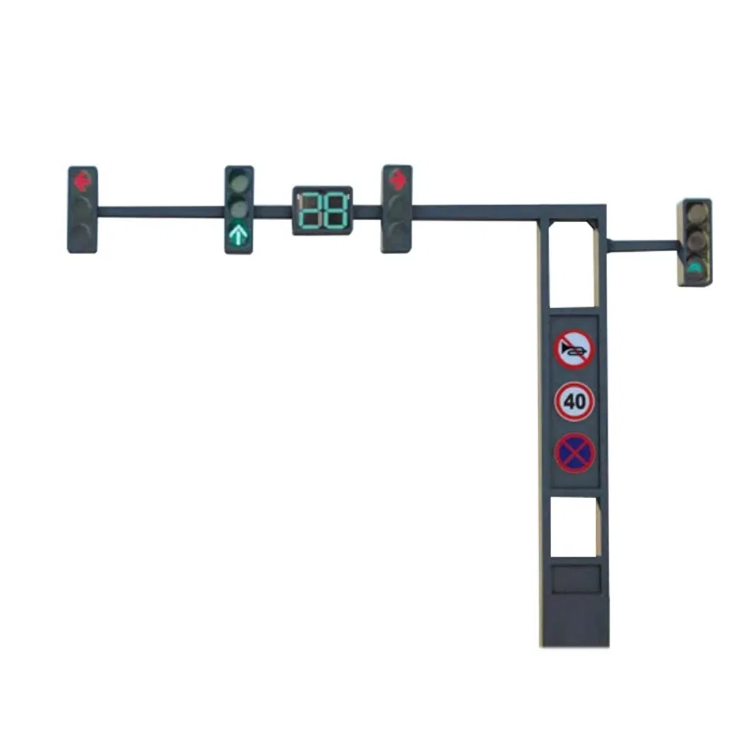 Crossroad LED Traffic Signal Light Pole Integrated Red and Green Traffic Command Warning Light