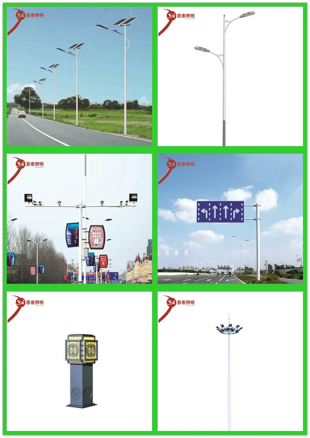 Crossroad LED Traffic Signal Light Pole Integrated Red and Green Traffic Command Warning Light