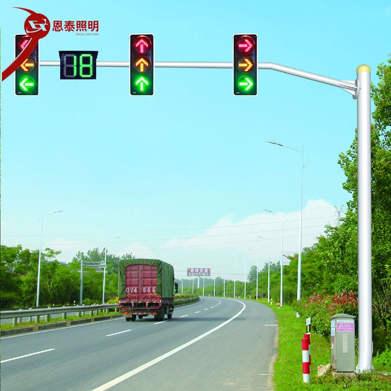Crossroad LED Traffic Signal Light Pole Integrated Red and Green Traffic Command Warning Light