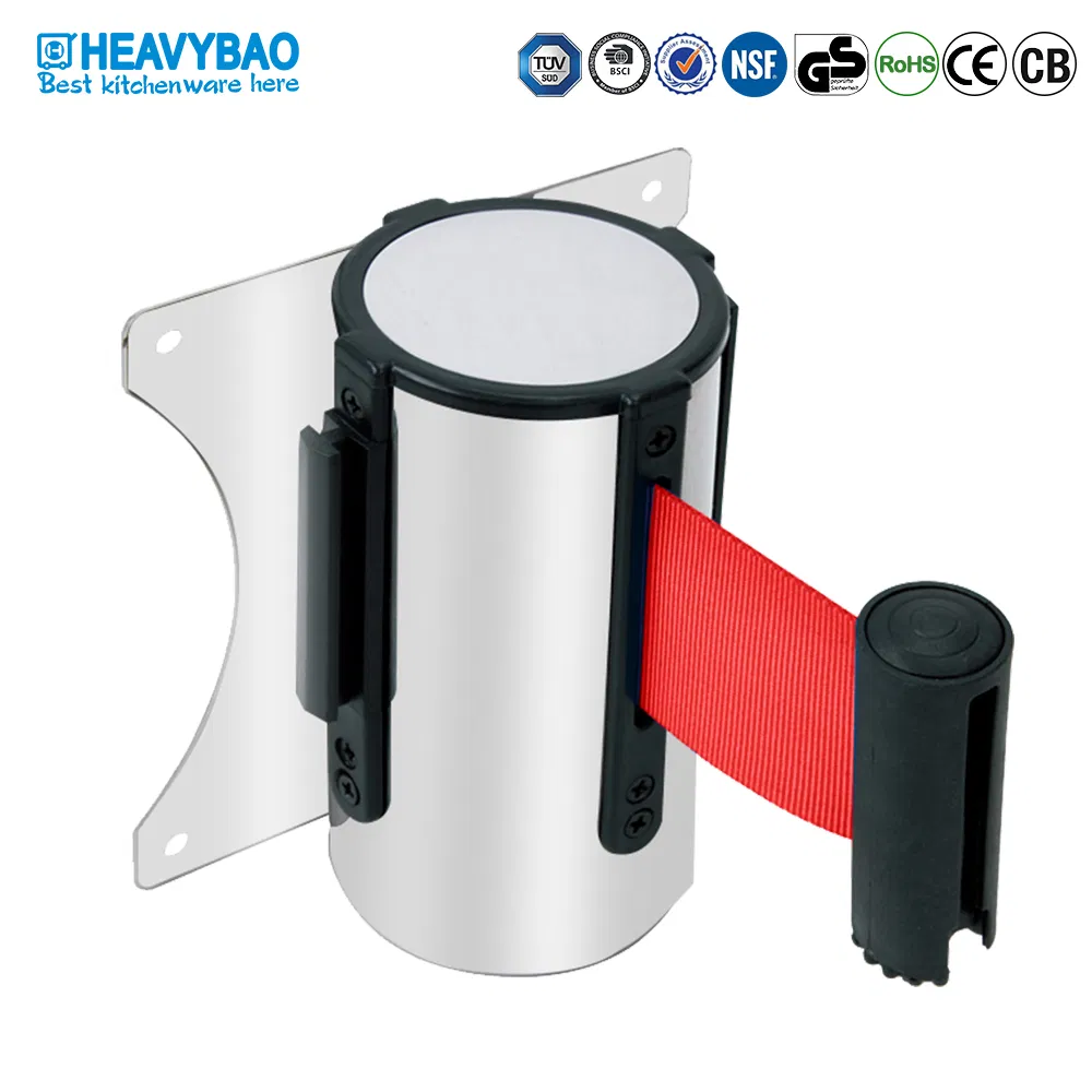 Heavybao Colorful Wall Mount Retractable Belt Queue Stanchion for Hotel