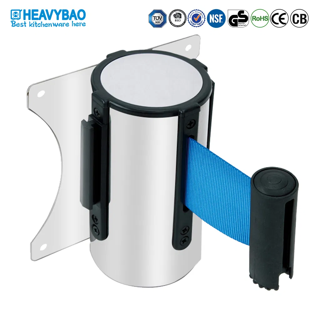 Heavybao Colorful Wall Mount Retractable Belt Queue Stanchion for Hotel