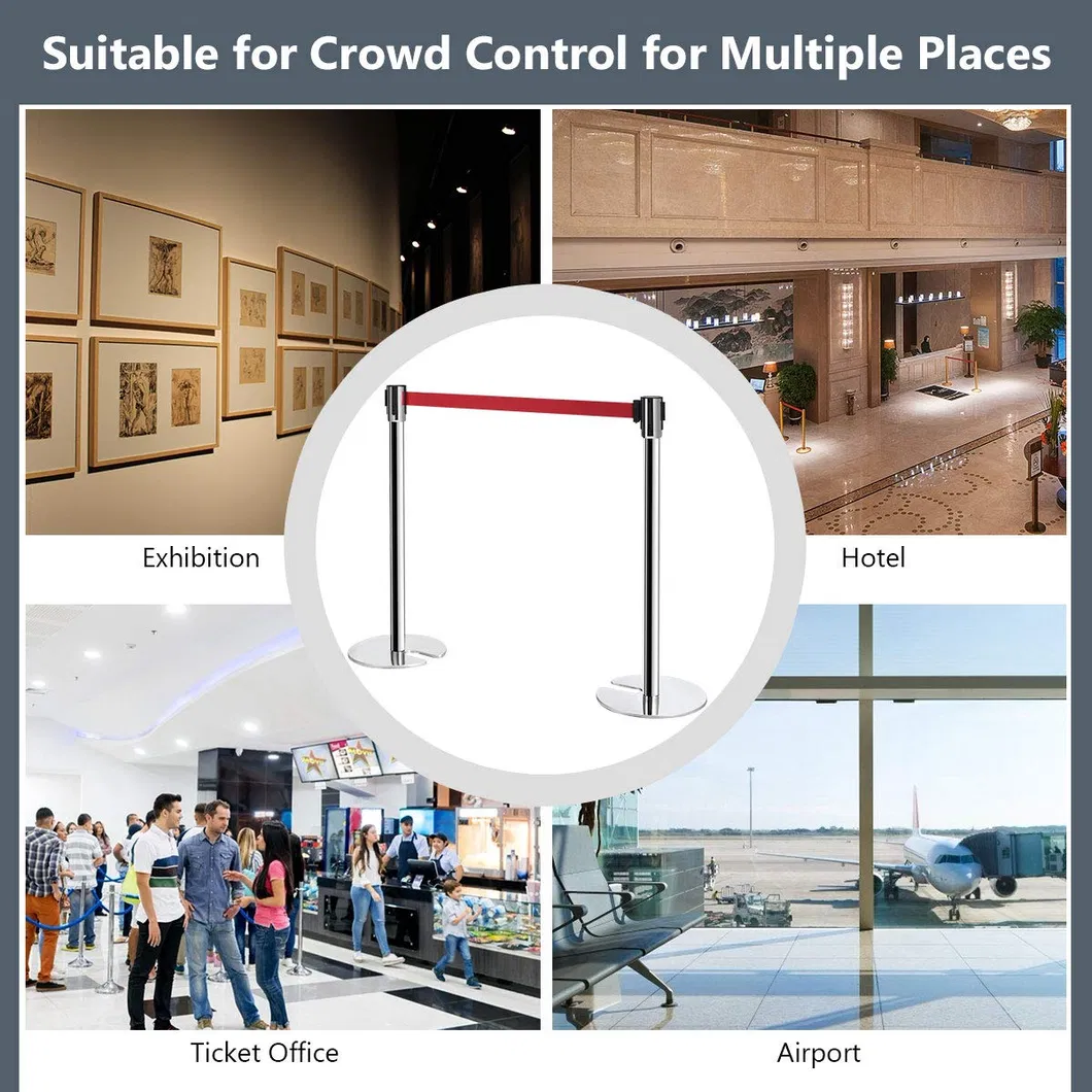 Heavybao Retractable Belt Barrier Stainless Steel Post Crowd Control Stanchion