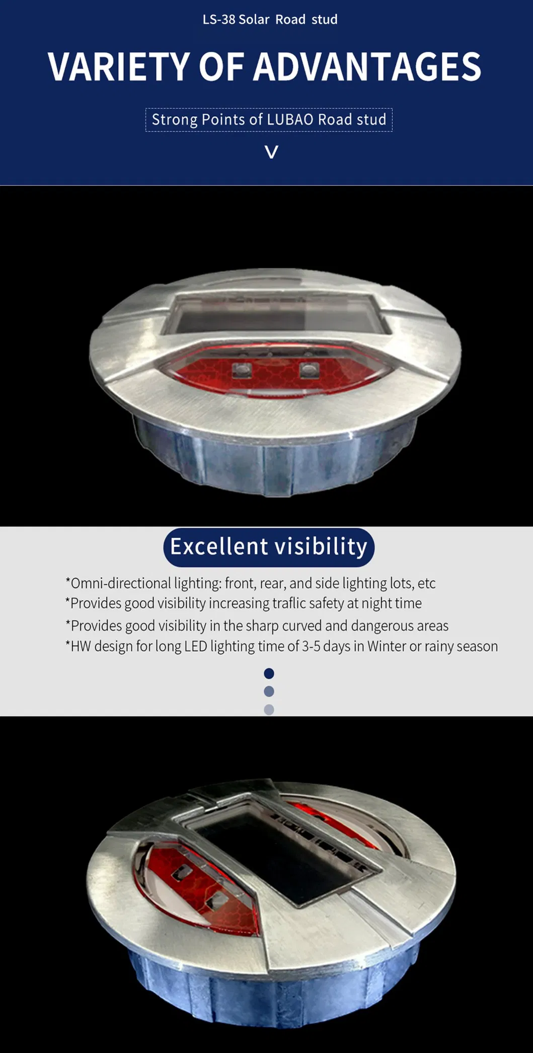 LED Solar Road Stud Solar Cat Eyes 8PCS LED