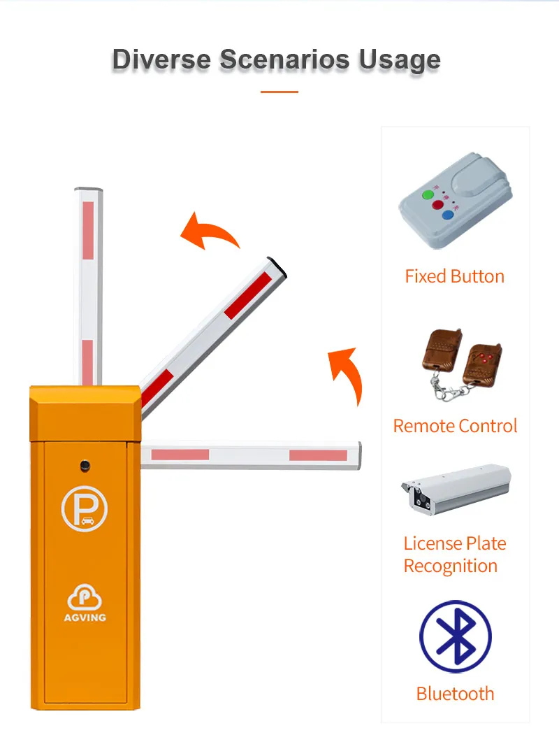 License Plate Recognition Adaptable Multi Interfaces Automatic Boom Barrier