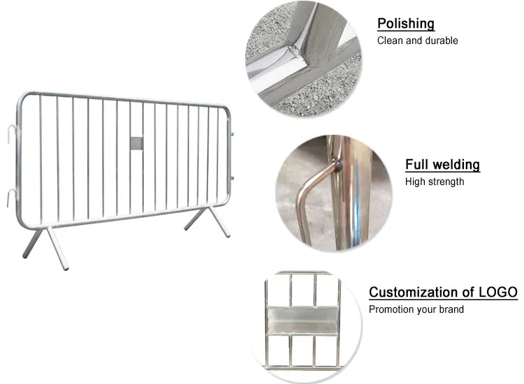 Low Maintenance Stainless Steel 316 Portable Pedestrian Barriers for Event