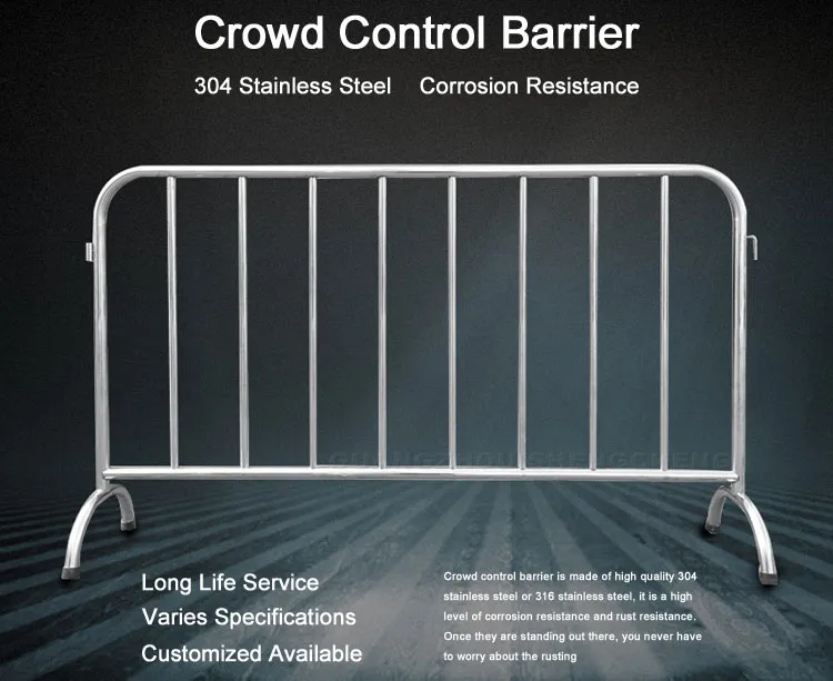 Low Maintenance Stainless Steel 316 Portable Pedestrian Barriers for Event