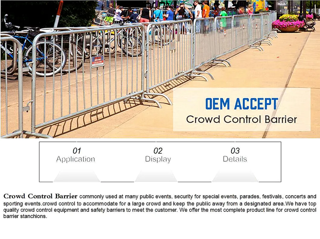 Metal Heavy Duty Steel Barricade Fence Crowd Control Barrier Used Public Place