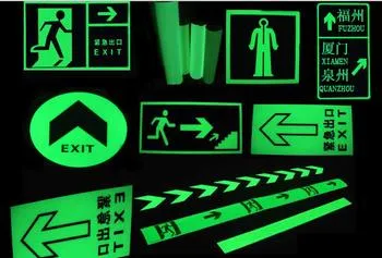 Printable Soft PVC Photoluminescent Vinyl Sticker 2-12 Hours for Safety and Emergency Signs