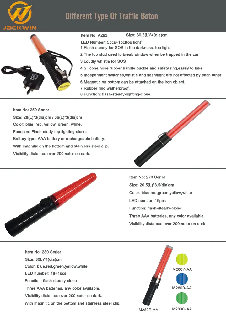 Rechargeable Marshalling LED Traffic Control Baton with Whistle