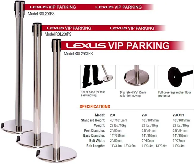 Rollerpro 200 Elegance and Easy Movement Stainless Steel Belt Barrier