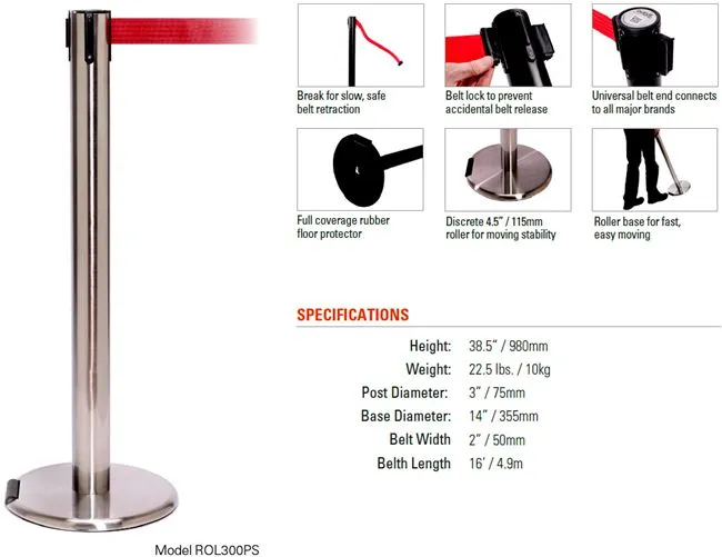 Rollerpro 300 Easy Movement Retractable Belt Barriers