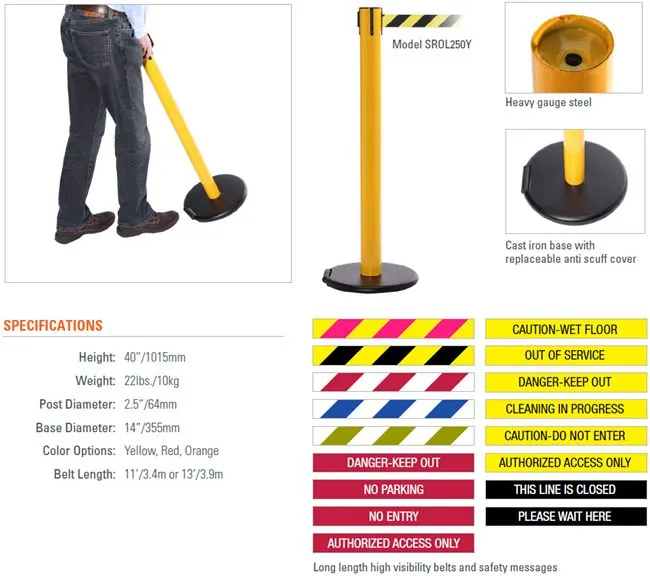 Rollersafety 250 Easy Deployment Airport Retractable Belt Barrier