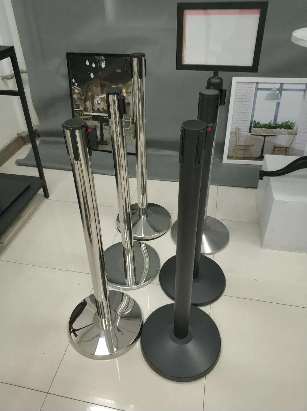 Stainless Steel Crowd Control Post Barrier Retractable Safety Belt