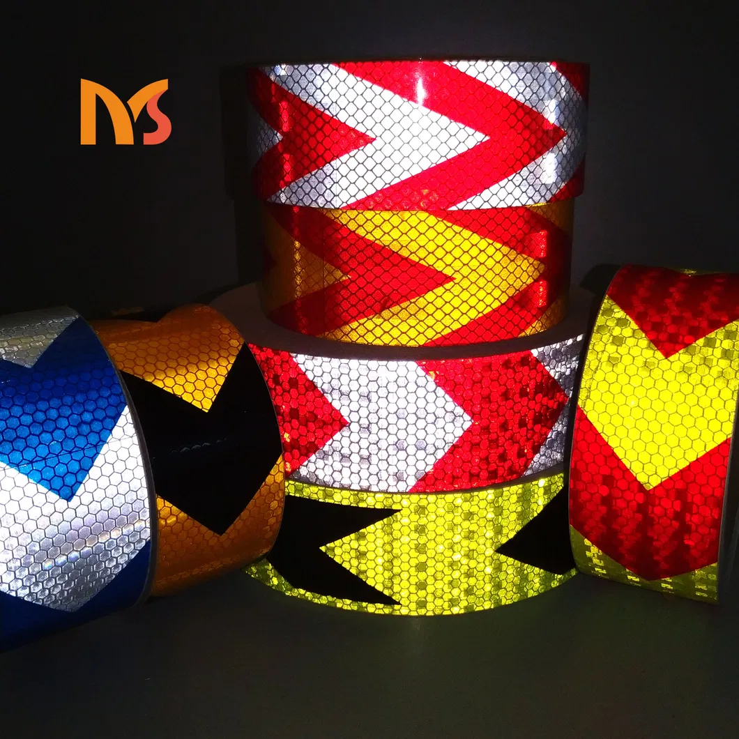 Yellow Red Warning Arrow Pattern Reflective PVC Tape